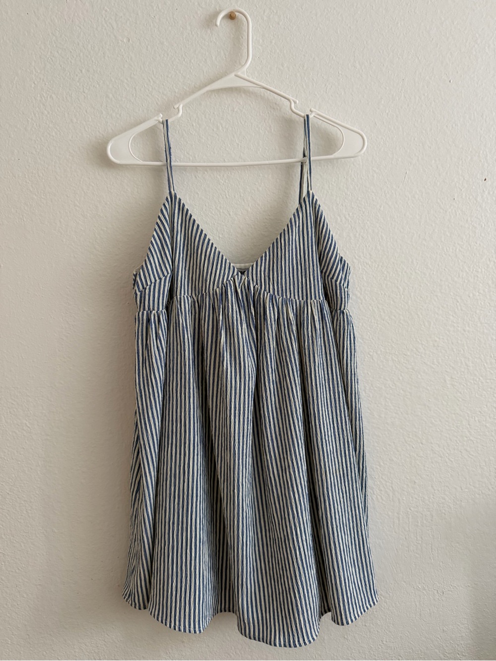 RSQ Blue and White Striped Spaghetti Strap Mini Dress